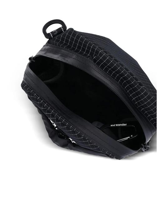 And Wander Black Reflective Messenger Bag for men