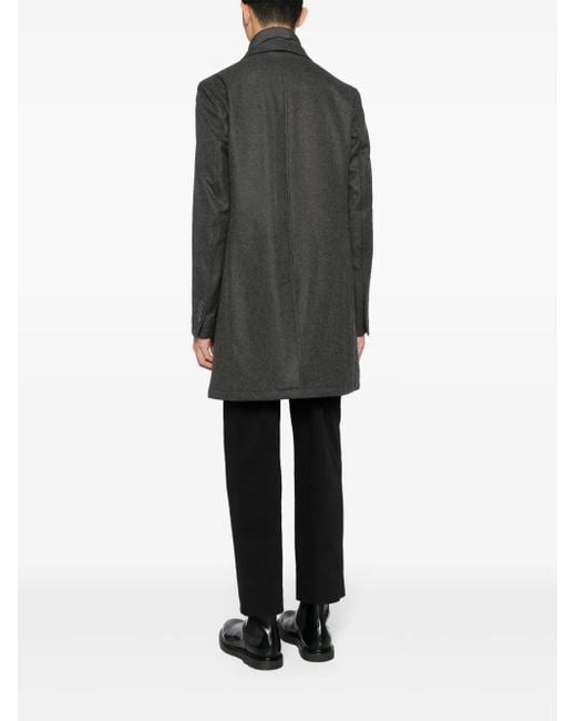 Herno Gray Hybrid High-Neck Single-Breasted Coat for men