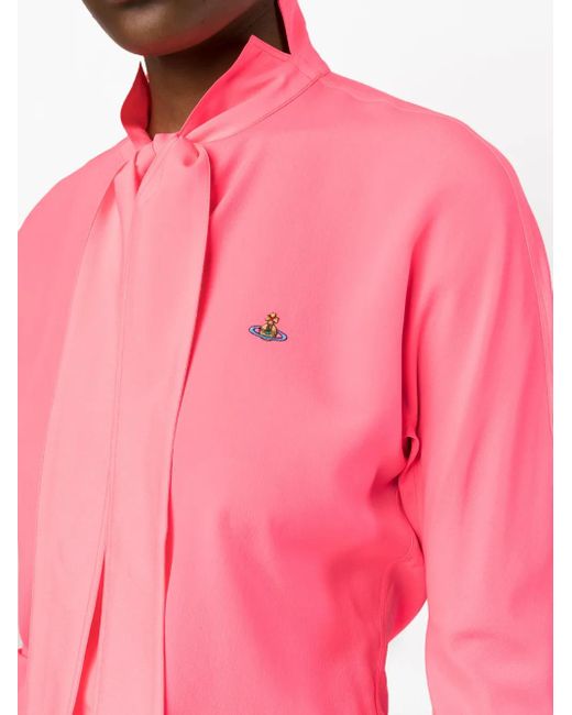 Vivienne Westwood Pink Logo-Embroidered Tie-Fastening Shirt