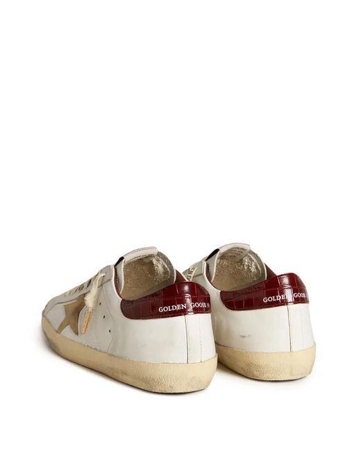 Golden Goose Deluxe Brand White Super-Star Sneakers With Suede Star And Croc-Print Leather Heel Tab for men