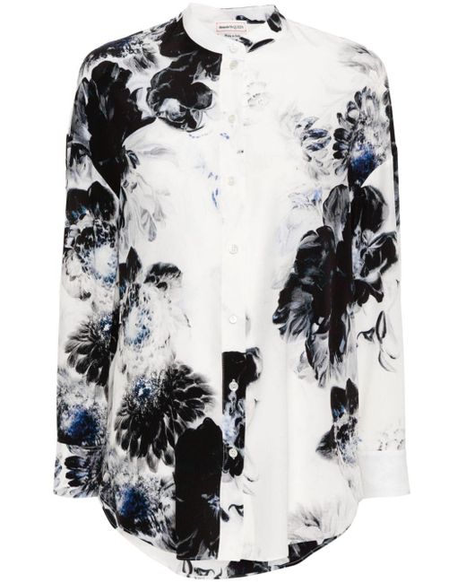 Camicia Chiaroscuro a fiori di Alexander McQueen in White