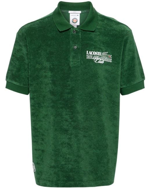 Lacoste X Roland Garros Poloshirt Van Badstof in het Green