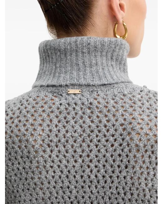 Fracomina Gray Embellished Roll-Neck Sweater