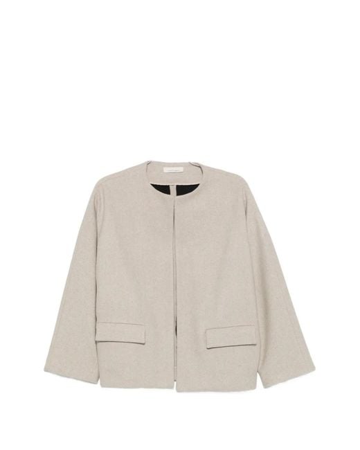 Liviana Conti Natural Herringbone-Pattern Flap-Pocket Jacket