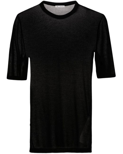 AMI Black Semi-sheer Lyocell T-shirt
