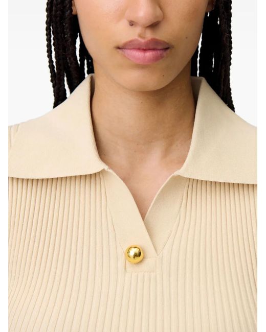 Claudie Pierlot リブニット ポロトップ Natural