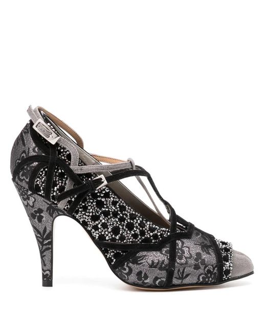 Maison Margiela Black 70Mm Tabi Monster Velvet Embellished Pumps