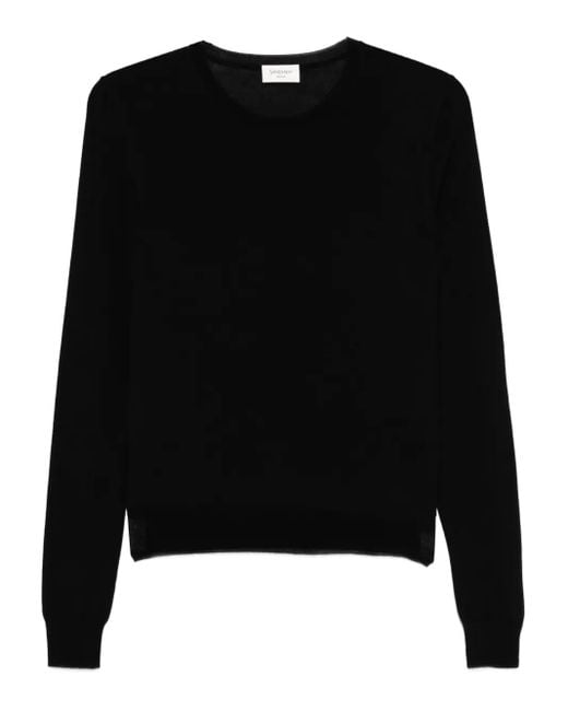Saint Laurent Black Cassandre Wool Crewneck Sweater