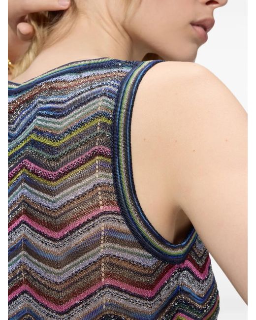 Missoni Gray Sleeveless Chevron Viscose-Blend Top