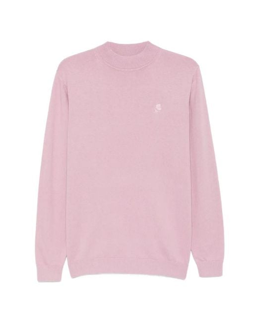 Karl Lagerfeld Pink Logo-Patch Ribbed-Trim Sweater for men