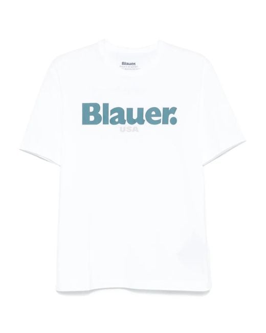 Blauer Katoenen T-Shirt in het Blue voor heren