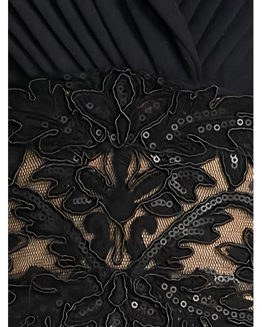 Tadashi Shoji Black Lace-Panelled Pintuck Midi Dress