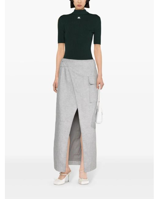 Courreges Green Reedition Rib-Knit Sweater