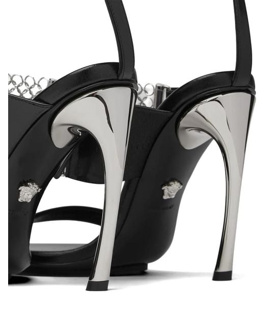 Versace Black Pincer Heeled Sandals