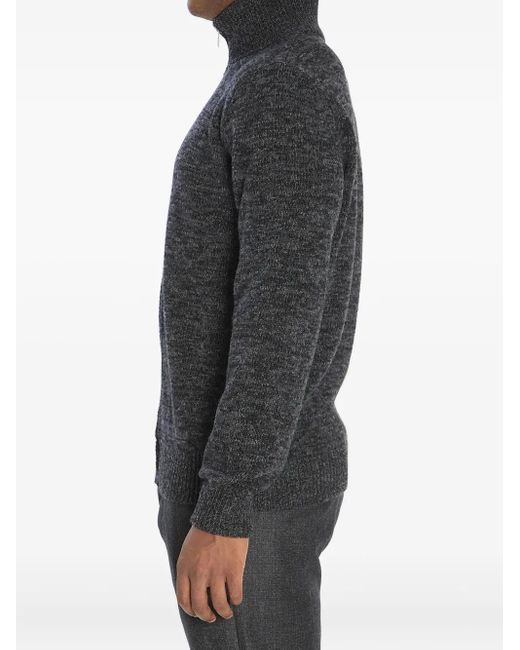 Barena Gray Turtleneck Zip-Front Sweater for men