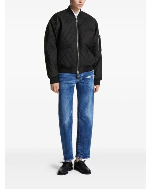 DSquared² Black Quilted Bomber Jacket