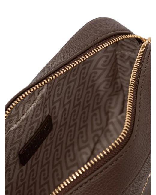 Liu Jo Brown Logo-Plaque Pebbled-Effect Shoulder Bag