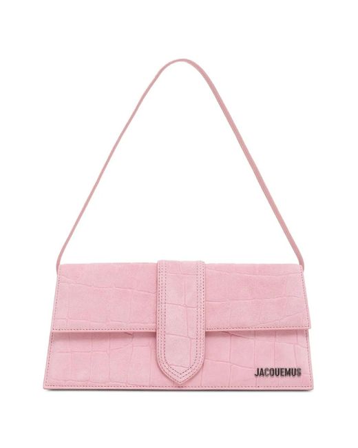 Jacquemus Pink Croc-Effect Leather Shoulder Bag