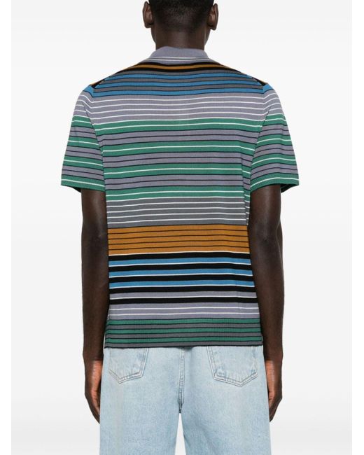 PS by Paul Smith Blue Striped Knitted Polo Shirt for men