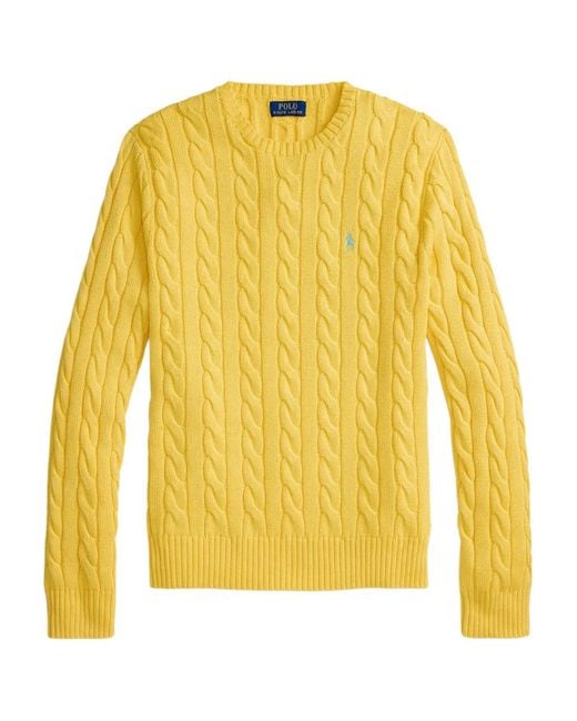 Polo Ralph Lauren Yellow Cable-Knit Embroidered Sweater for men