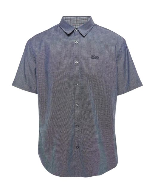 メンズ Boss チェック ショートスリーブシャツ Blue