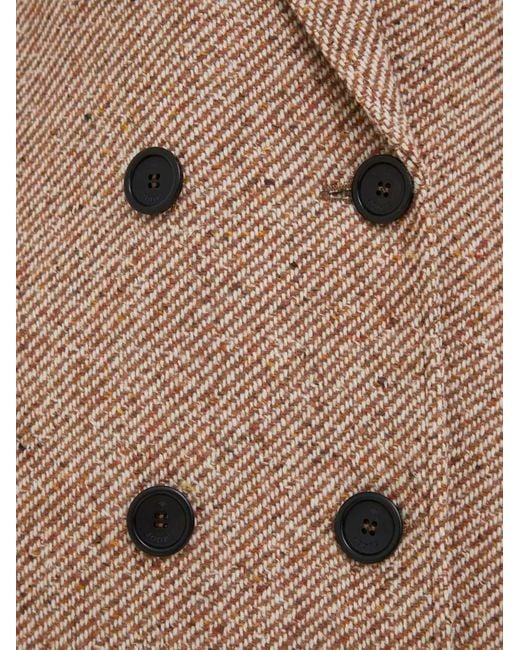 Joop! Brown Herringbone Double-Breasted Coat