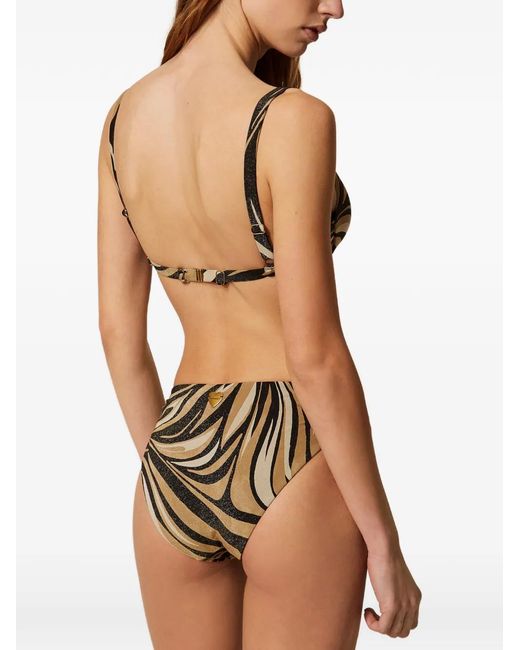 Twinset Natural Underwired Bikini Top With Lurex And Print
