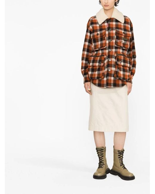 DSquared² Brown Check-Pattern Jacket