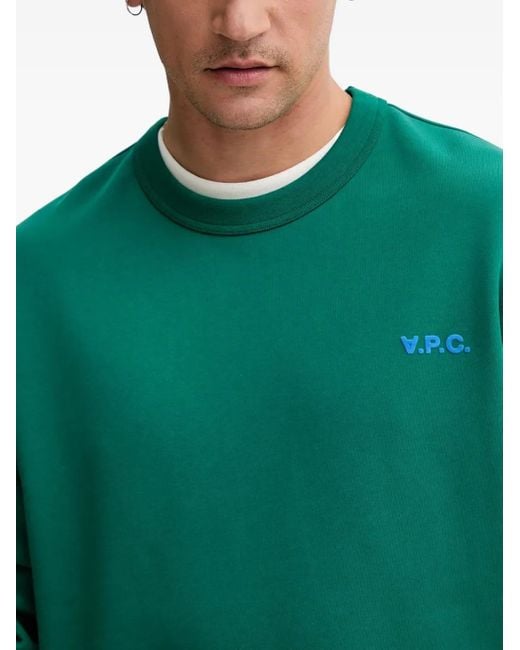 A.P.C. Green Logo-Embroidered Crew-Neck Sweatshirt for men