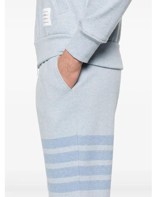 Thom Browne Blue 4-Bar Stripe Trousers for men