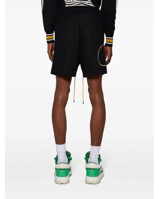 Rhude Black Intarsia-Knit Swim Shorts for men