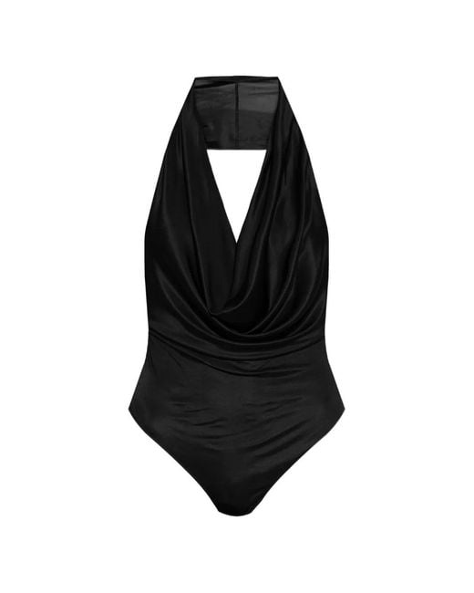 DSquared² Black Halterneck Draped Bodysuit