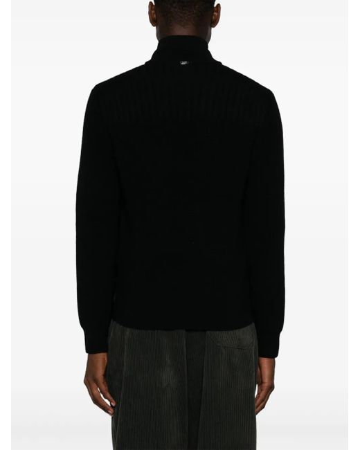 Herno Black Quilted Wool-Polyester Panelled Jacket for men