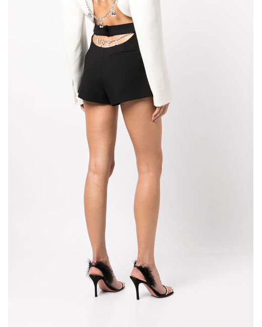 Area Black Logo-Laque Pleated Tailored Shorts