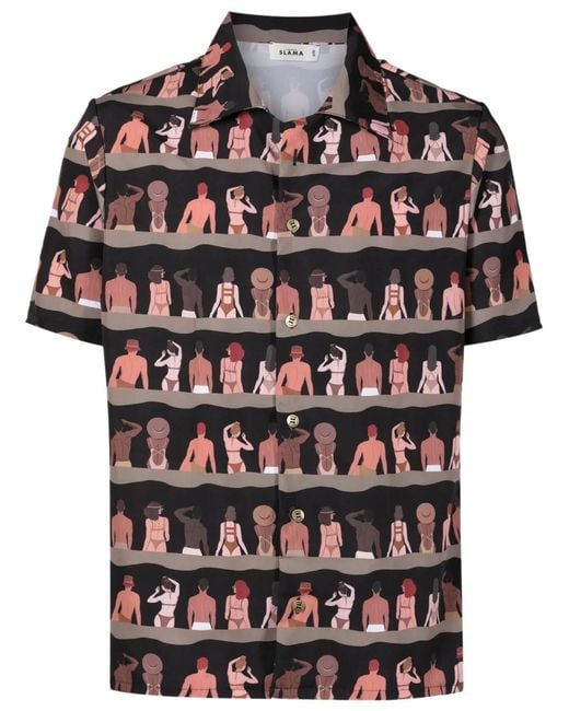 Amir Slama Black Graphic-Print Shirt for men