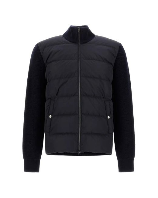 Herno Blue Waffle-Knit Padded Cardigan for men
