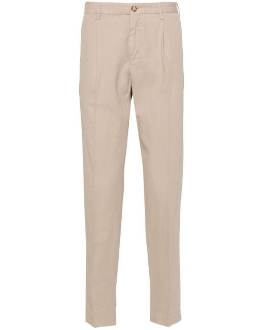 Incotex Natural Mid-rise Pleated Tapered Trousers for men