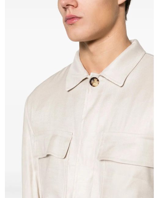 Lardini White Classic-Collar Shirt Jacket for men