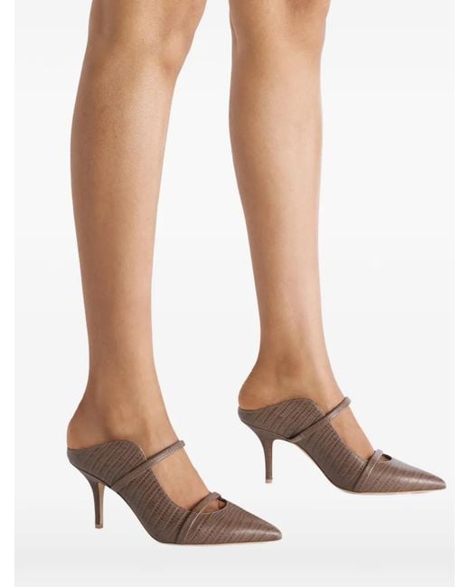 Malone Souliers Brown Maureen Embossed 70Mm Leather Mules