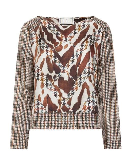 Pierre Louis Mascia Brown Houndstooth-Print Blouse
