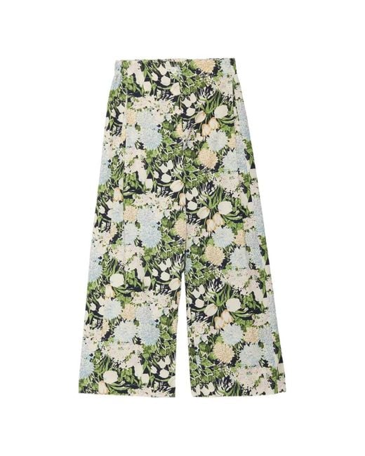 Ottod'Ame Green Floral-Pattern Palazzo Pants