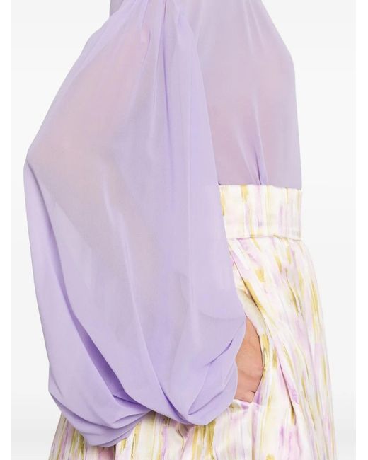 GIADA CURTI Purple Balloon-Sleeve Top
