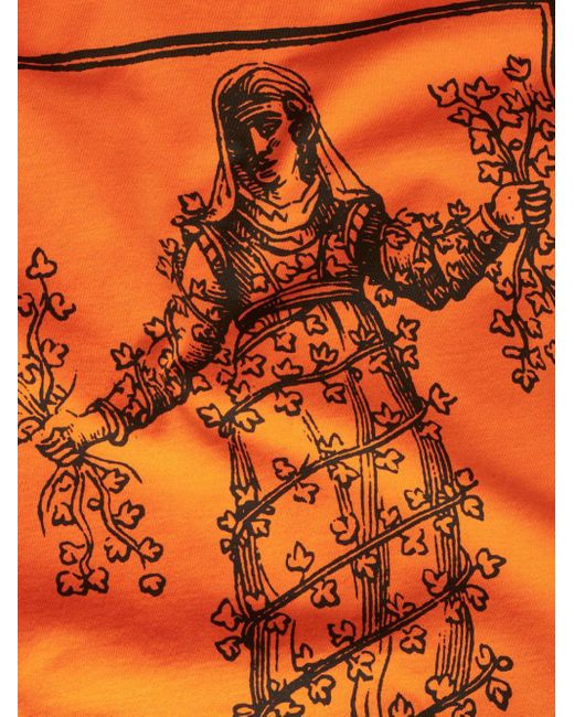 Etro Orange Allegory Of Strength-print Cotton T-shirt for men