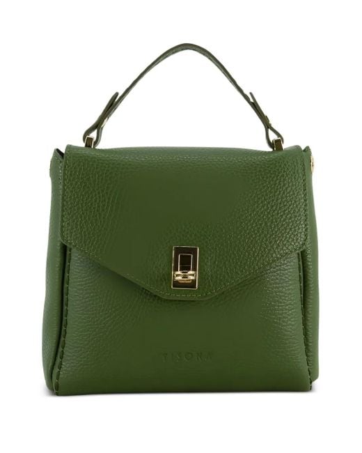 VISONA Green Turn-Lock Leather Satchel