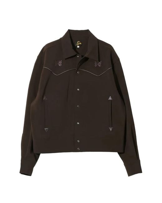 Needles Black Butterfly-Embroidered Piped Jacket for men