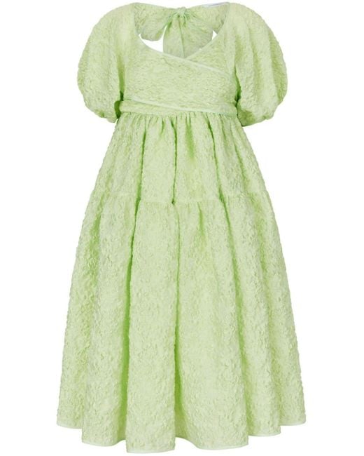 CECILIE BAHNSEN Green Ammi Textured-finish Dress