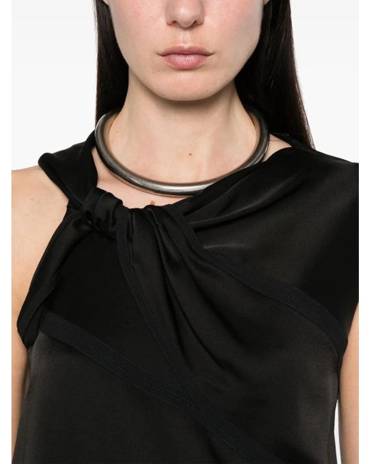 Jil Sander Black Sm Top Asymmetric Gloss With Bow