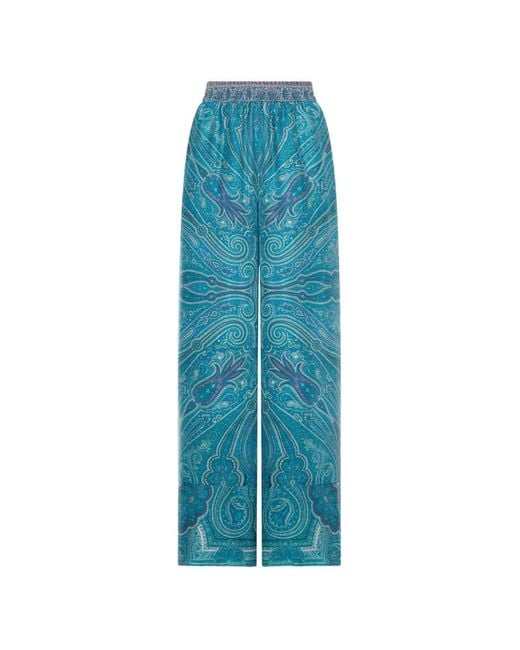 Pierre Louis Mascia Blue Tetris Paisley Elastic Palazzo Pants