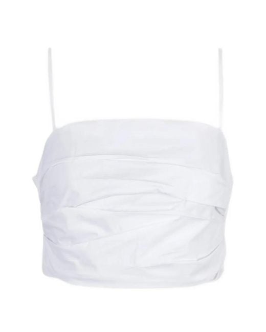 Staud White Ruched Top