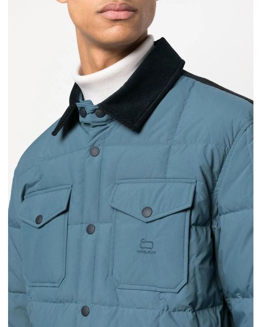 Woolrich Blue Quilted Press-Stud Fastening Jacket for men